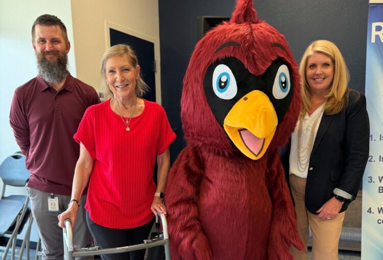 Ave Maria Elementary staff and mascot photo