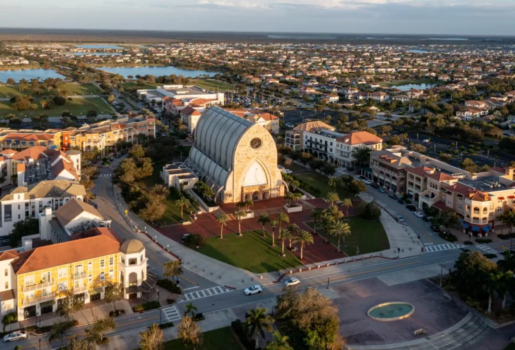 Aerial of Ave Maria Town Center, Oct. 2024